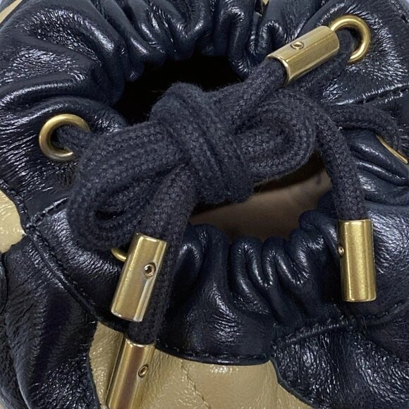 GUCCI GG Marmont Mini Bucket Black Beige Leather Shoulder Bag bran776-100325 - Picture 7 of 16